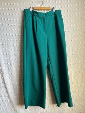 Abercrombie & Fitch Women’s High Waisted Wide Leg Work Trousers Sz 32 Emerald